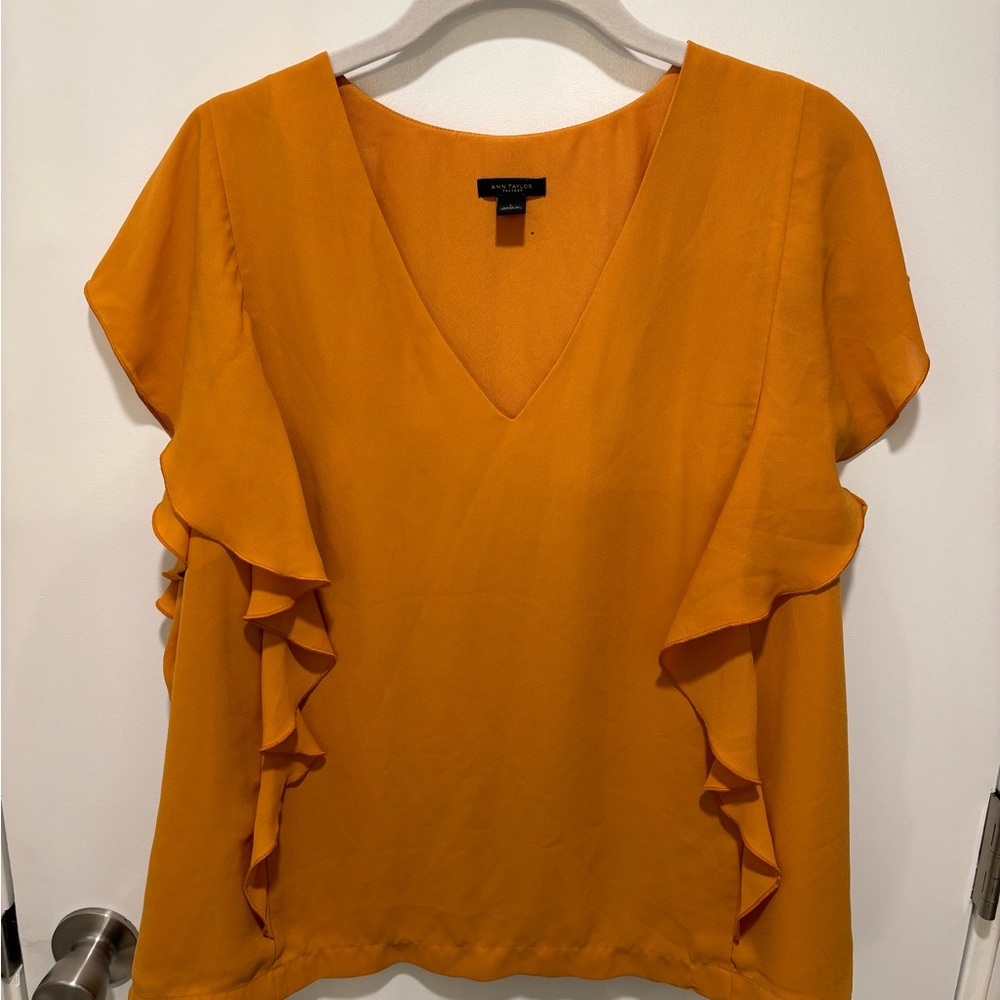 Ann Taylor Mustard Blouse Size: L